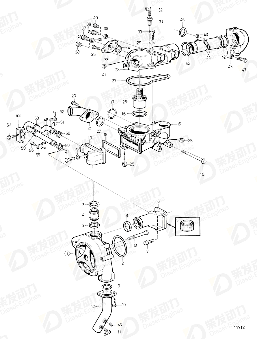 VOLVO Coolant pump 3183908 Drawing